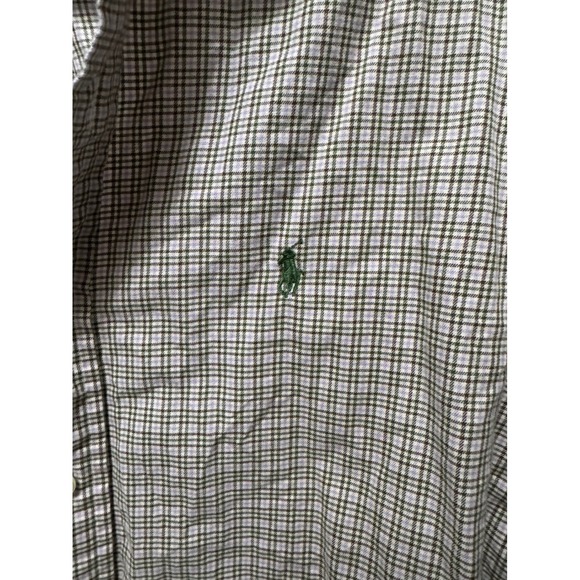Ralph Lauren Custom Fit Olive Green Plaid Button Down Shirt L Preppy Classic - Picture 3 of 4